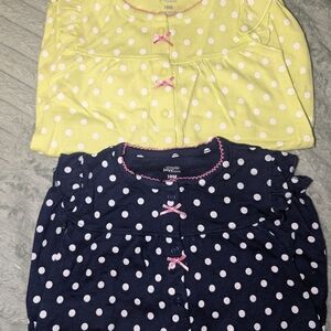 18 Month Old Onesies Outfit NWOT- Yellow and Navy Polka Dot